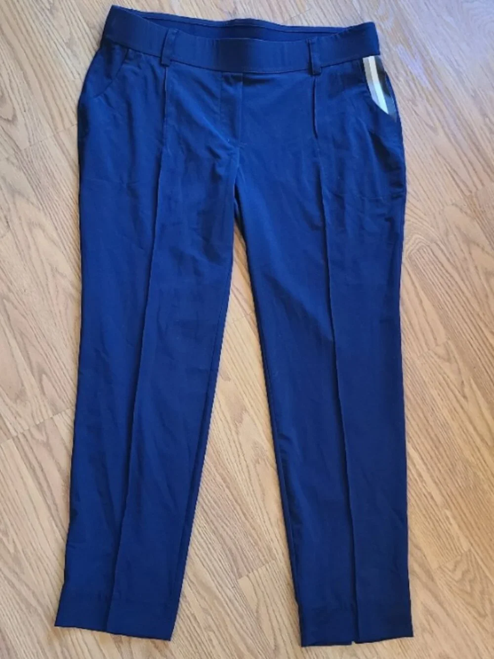 BELYN KEY BK CROP PANTS GOLF ATHLEISURE NAVY CAPRI 4-WAY STRETCH UPF 50 sz M
